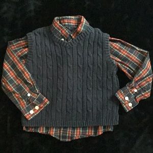 Sweater vest with button down shirt